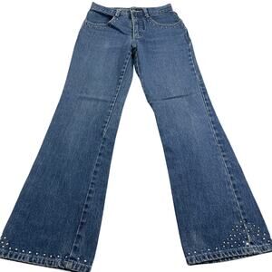 VTG Y2K 579 Brand Flared Low Rise Denim size 5 Embellished Gems